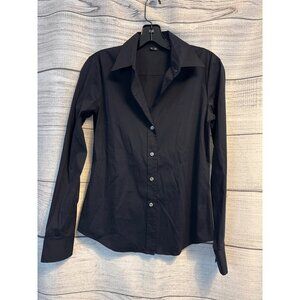 Theory Black Button-Up Long Sleeve Womens Shirt S